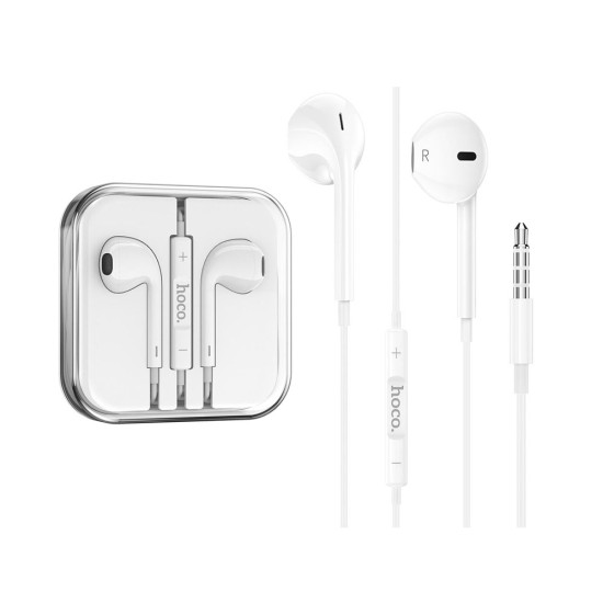 Hoco Earphones M80 Original Series with mic and one button operation control 3.5 mm White